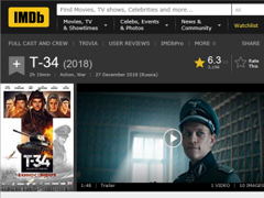 IMDb数据《T-34》评分6.3 话题度3225